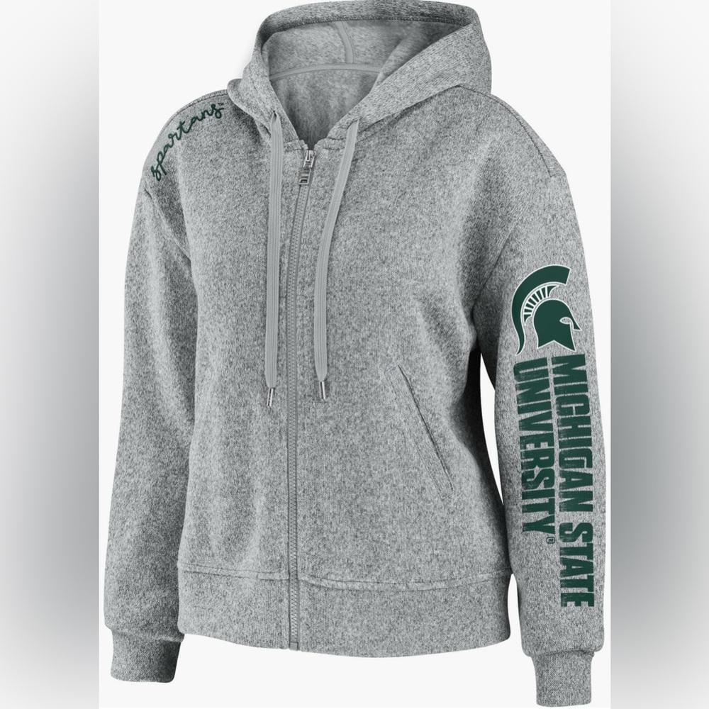 Michigan State University Spartans  Women's Medium Heather Gray Full-Zip Hoodie